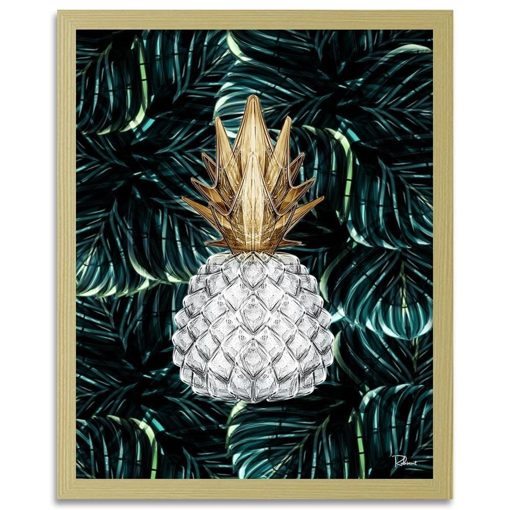 Glezna bēšā rāmī - Pineapple Image Tropical Green Home Trends DECO