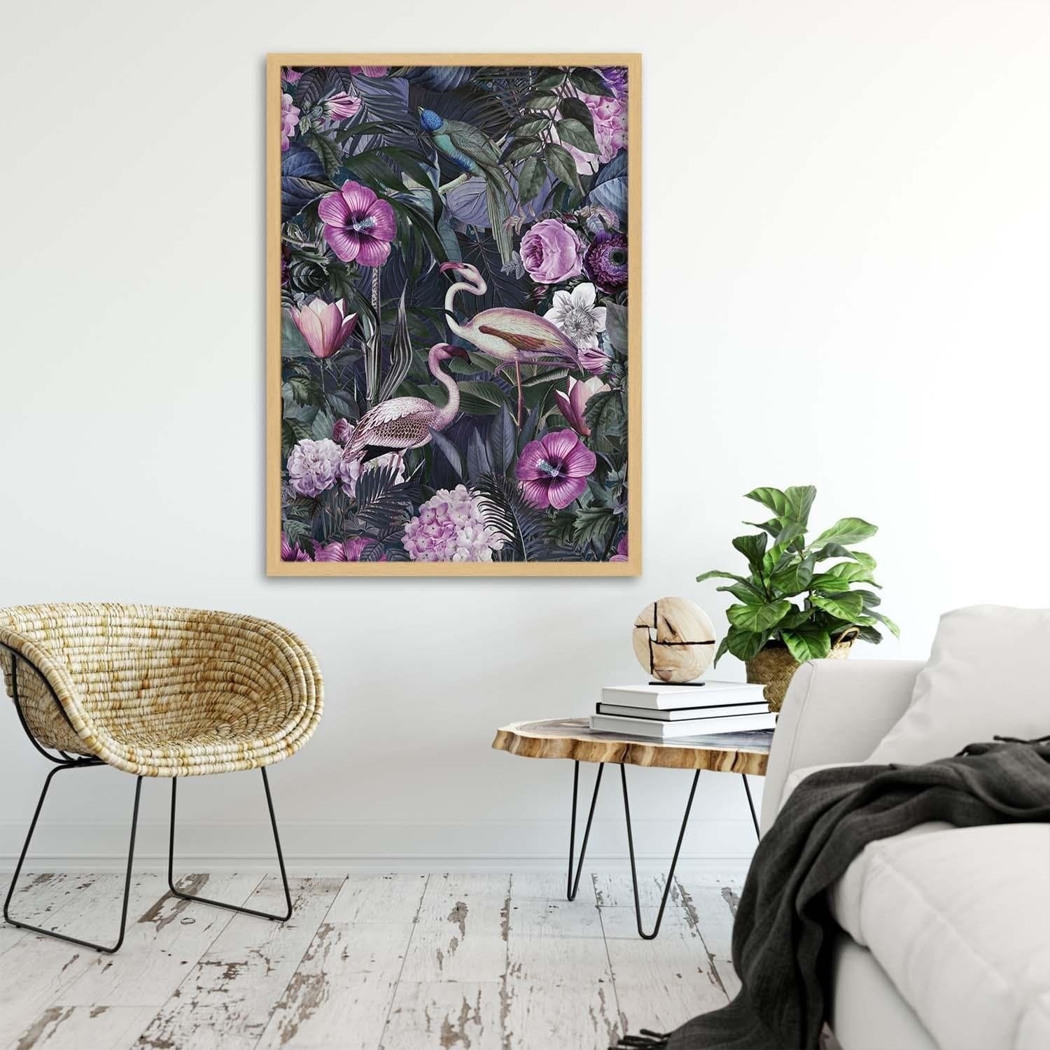 Glezna bēšā rāmī - Pink Birds Home Trends DECO