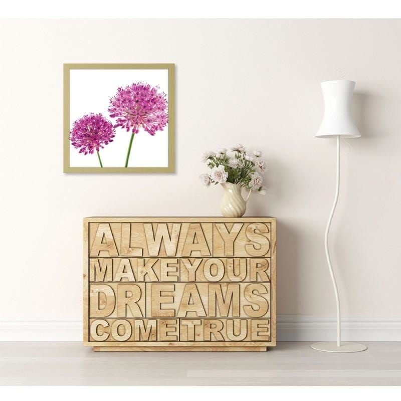 Glezna bēšā rāmī - Pink garlic flower Home Trends DECO