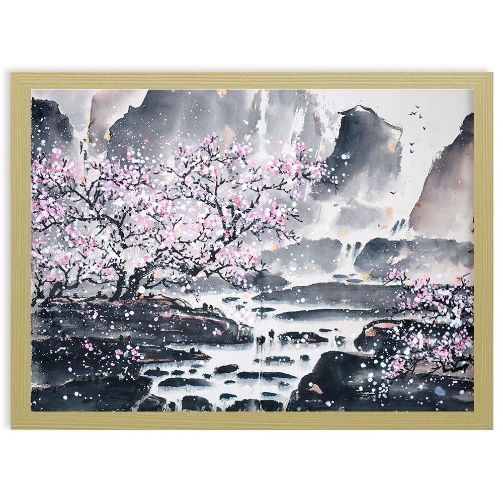 Glezna bēšā rāmī - Pink Trees Home Trends DECO