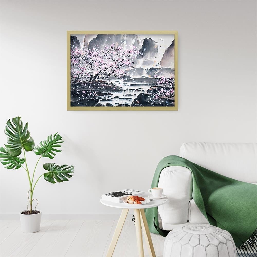 Glezna bēšā rāmī - Pink Trees Home Trends DECO