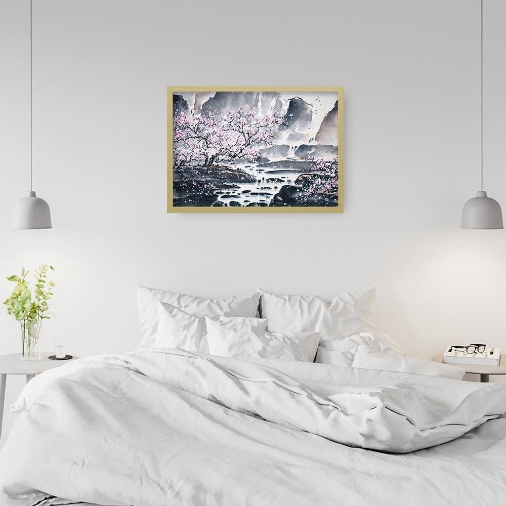 Glezna bēšā rāmī - Pink Trees Home Trends DECO