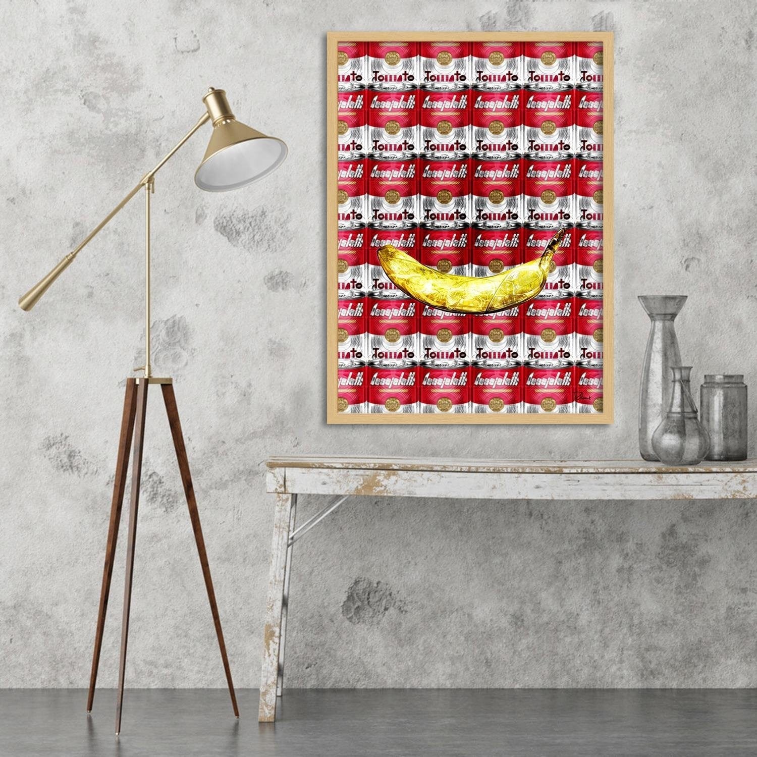 Glezna bēšā rāmī - Pop Art Soup Cans Red Home Trends DECO