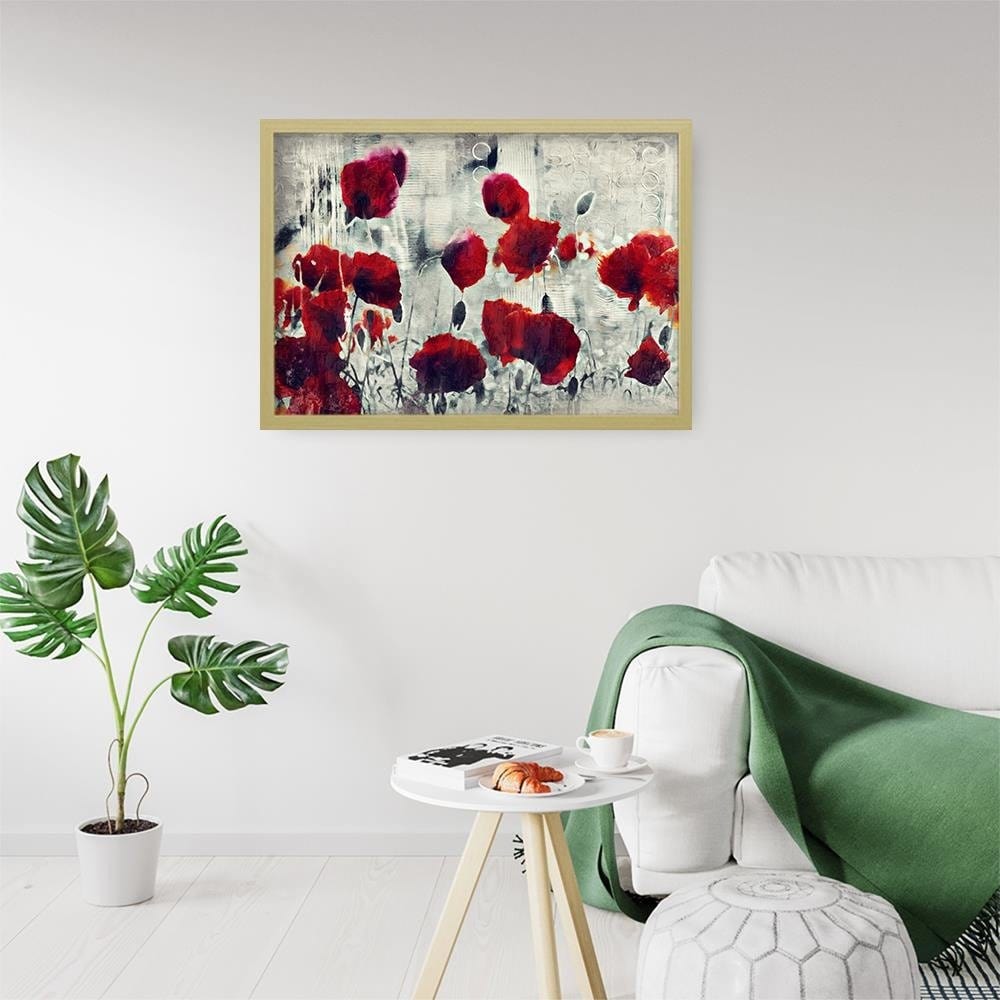 Glezna bēšā rāmī - Poppy Flowers 1 Home Trends DECO