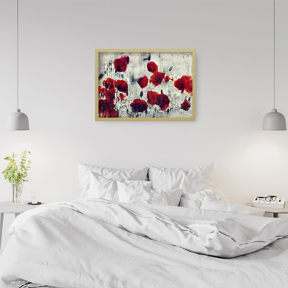 Glezna bēšā rāmī - Poppy Flowers 1 Home Trends DECO