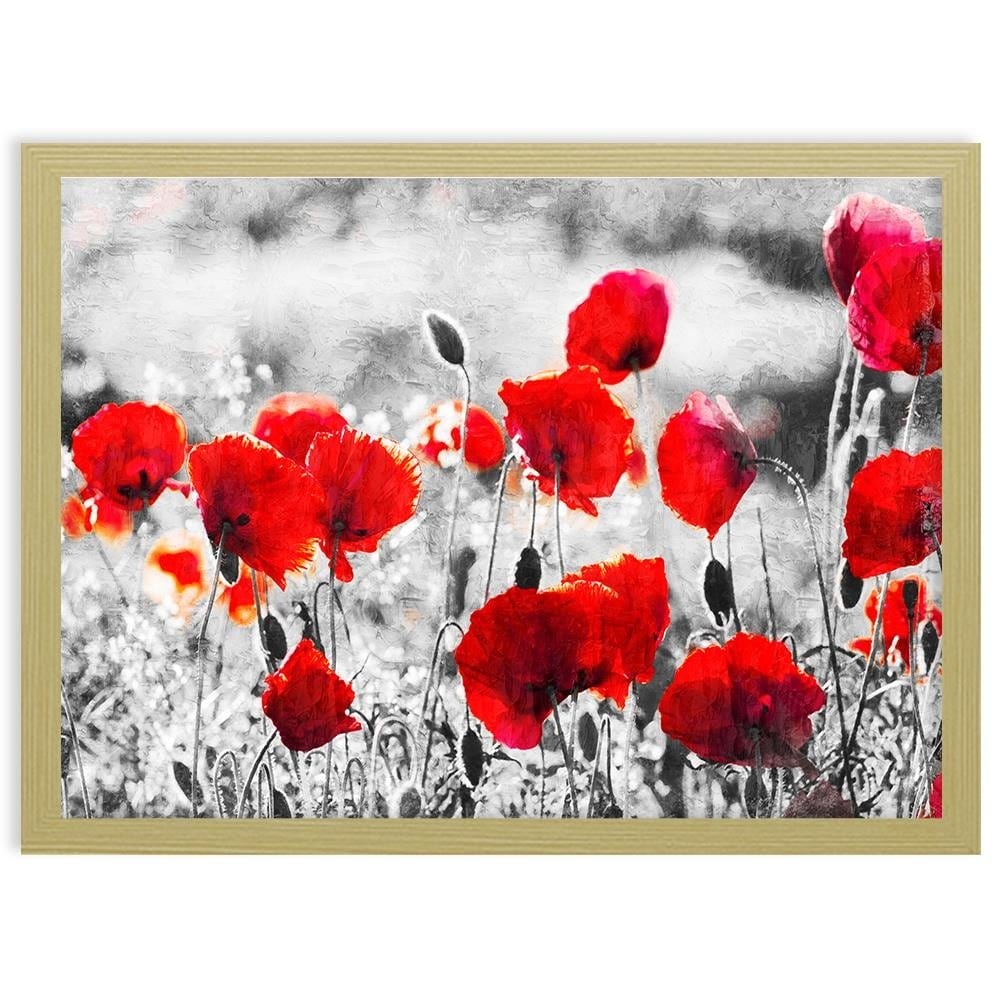 Glezna bēšā rāmī - Poppy Flowers 2 Home Trends DECO