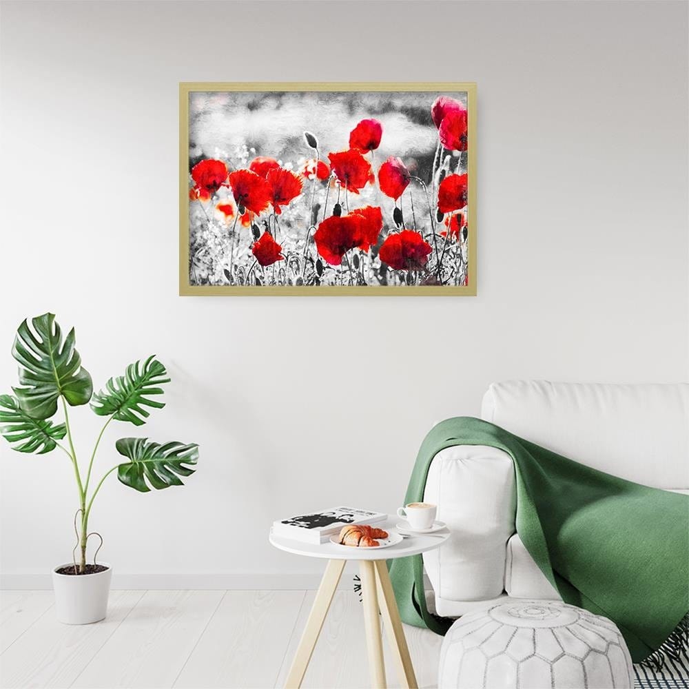 Glezna bēšā rāmī - Poppy Flowers 2 Home Trends DECO