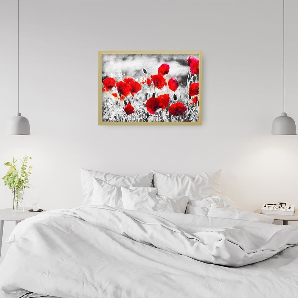 Glezna bēšā rāmī - Poppy Flowers 2 Home Trends DECO
