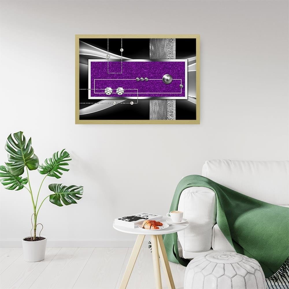 Glezna bēšā rāmī - Purple Abstraction Home Trends DECO
