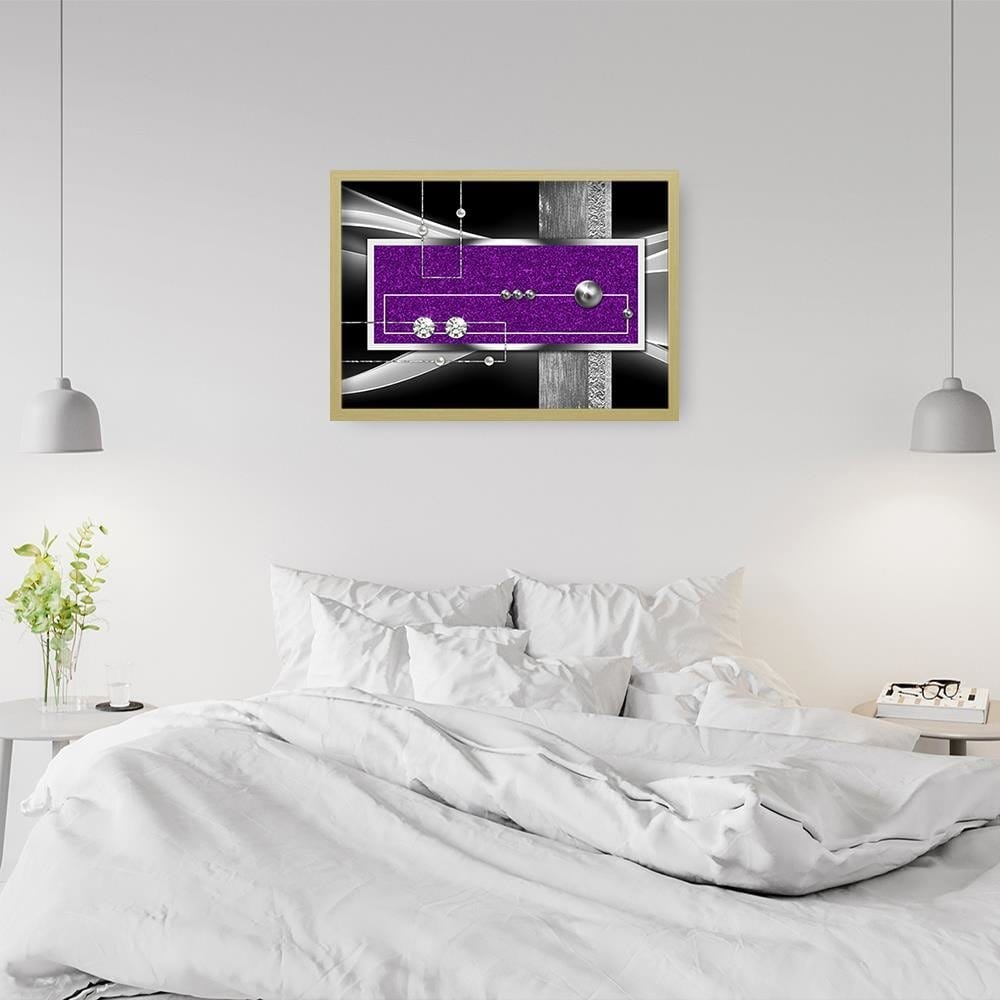 Glezna bēšā rāmī - Purple Abstraction Home Trends DECO
