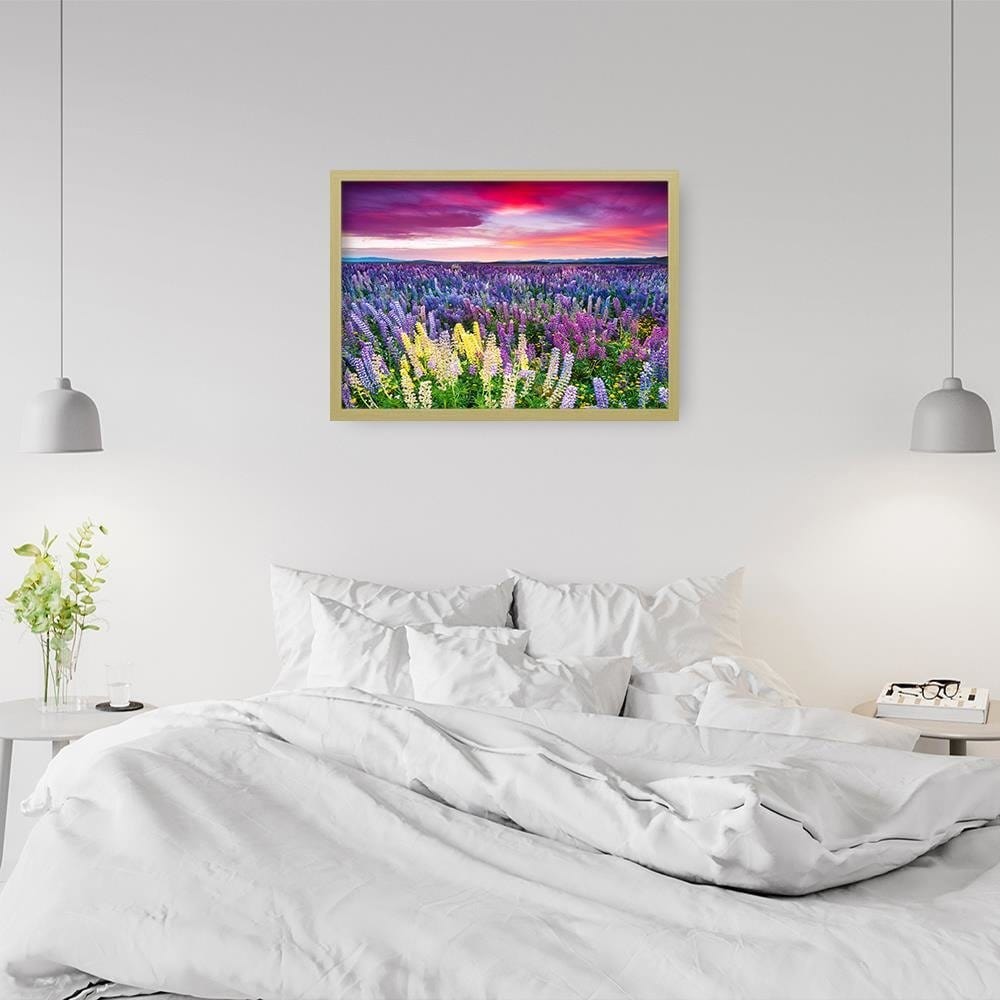 Glezna bēšā rāmī - Purple Flowers Home Trends DECO