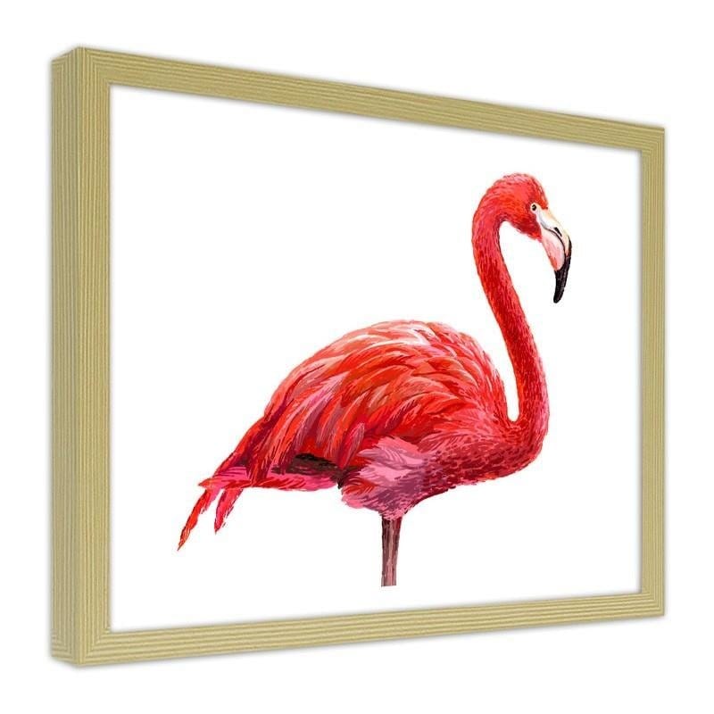 Glezna bēšā rāmī - Realistic flamingo illustration Home Trends DECO