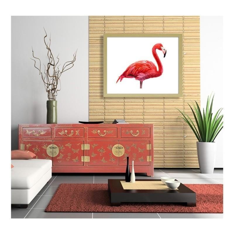 Glezna bēšā rāmī - Realistic flamingo illustration Home Trends DECO