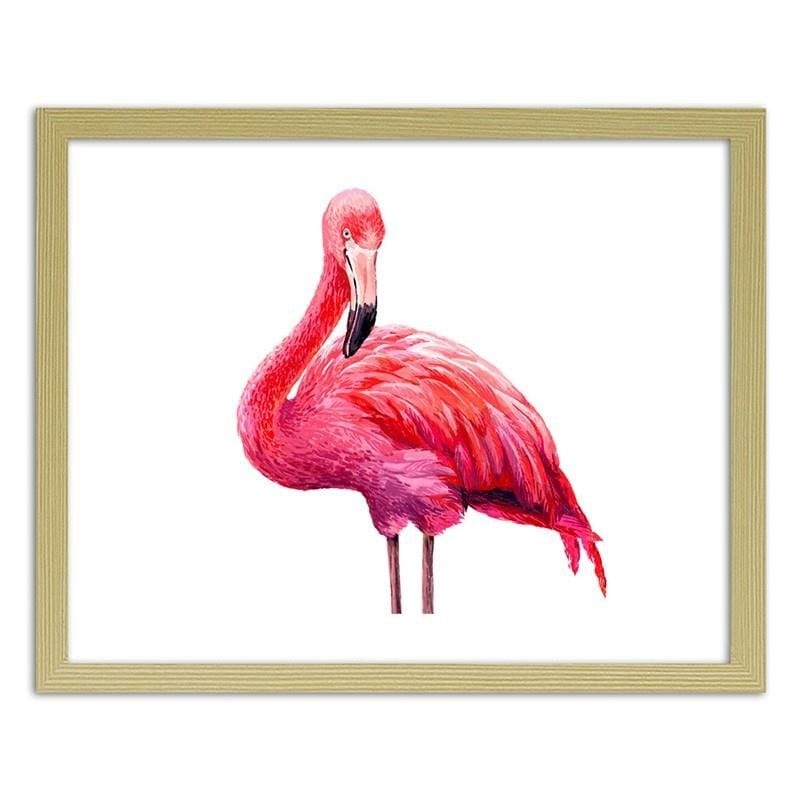 Glezna bēšā rāmī - Realistic illustration of a pink flamingo Home Trends DECO