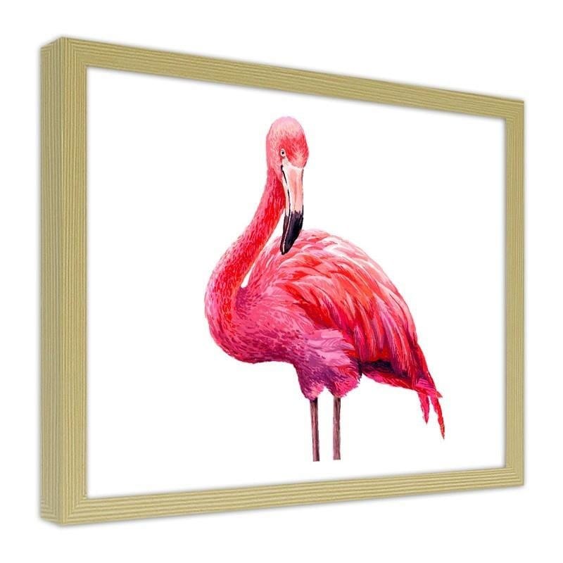Glezna bēšā rāmī - Realistic illustration of a pink flamingo Home Trends DECO