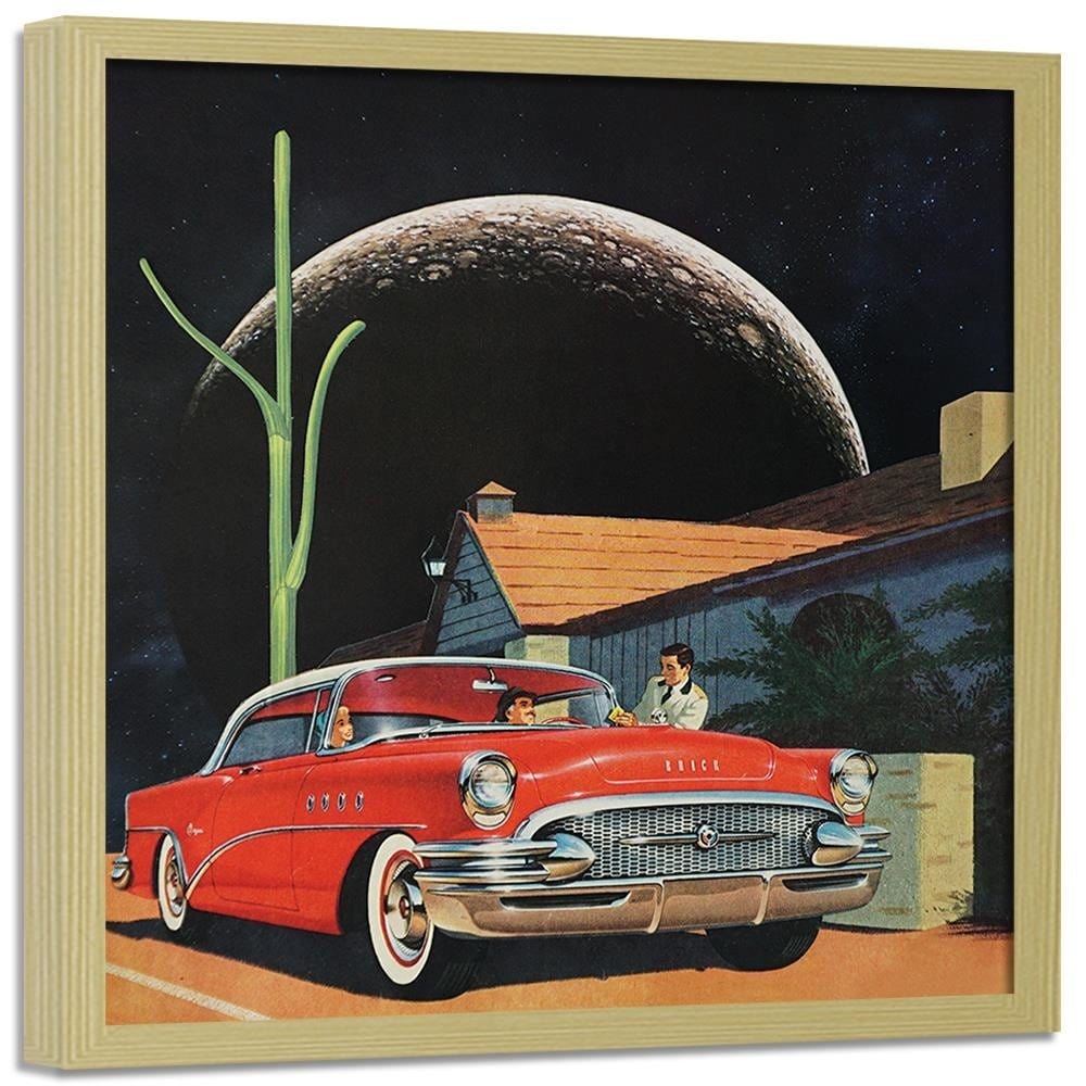 Glezna bēšā rāmī - Red Car And The Moon Home Trends DECO