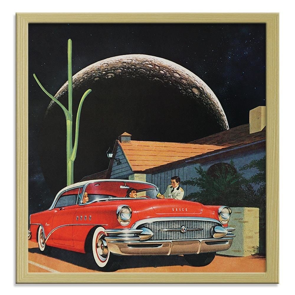 Glezna bēšā rāmī - Red Car And The Moon Home Trends DECO