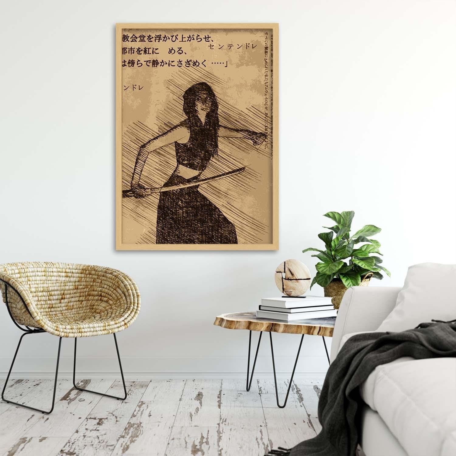 Glezna bēšā rāmī - Samurai Woman Home Trends DECO