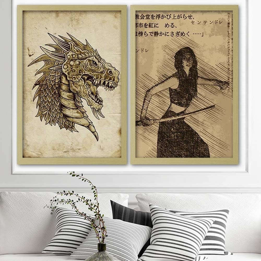 Glezna bēšā rāmī - Samurai Woman Home Trends DECO
