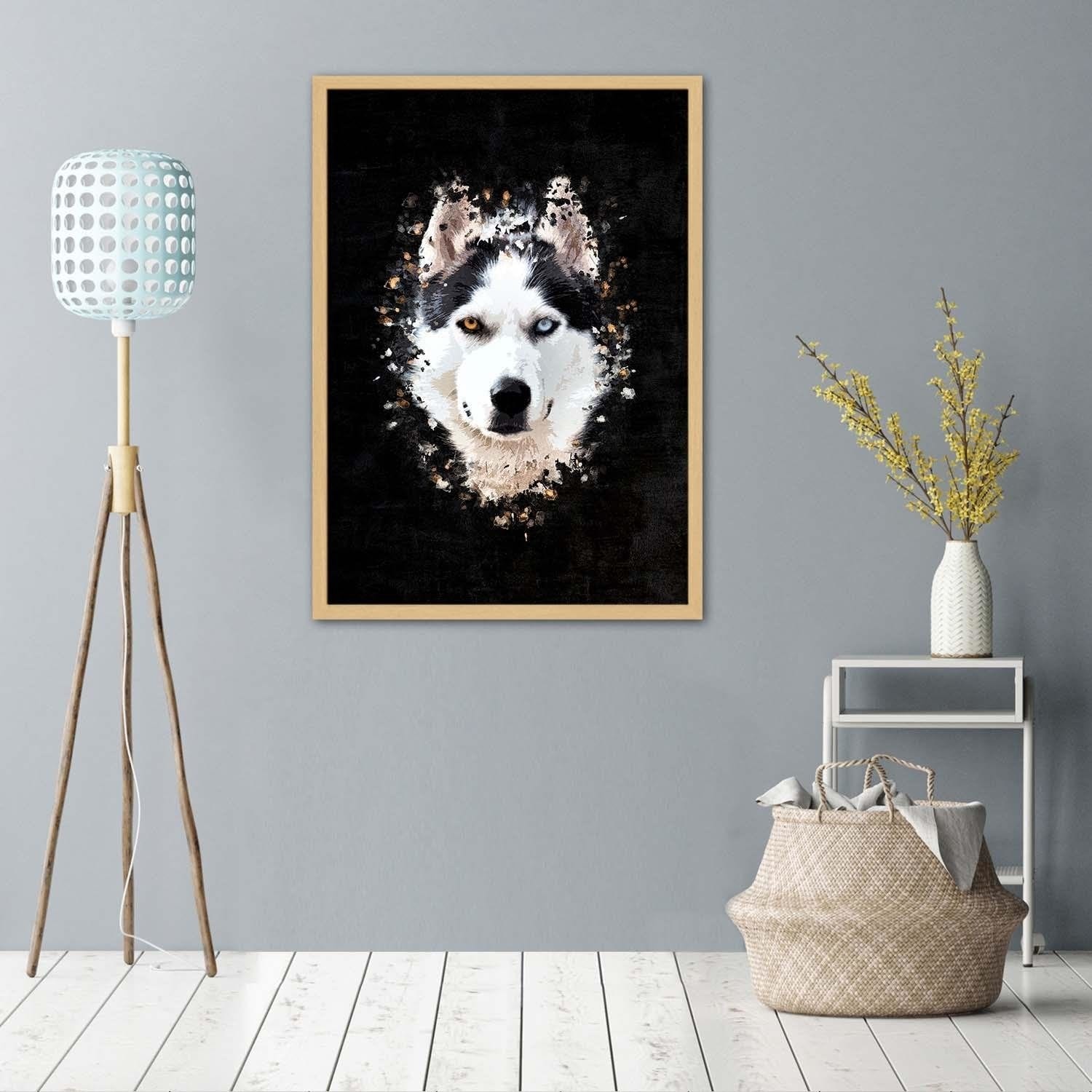 Glezna bēšā rāmī - Siberian Husky Home Trends DECO