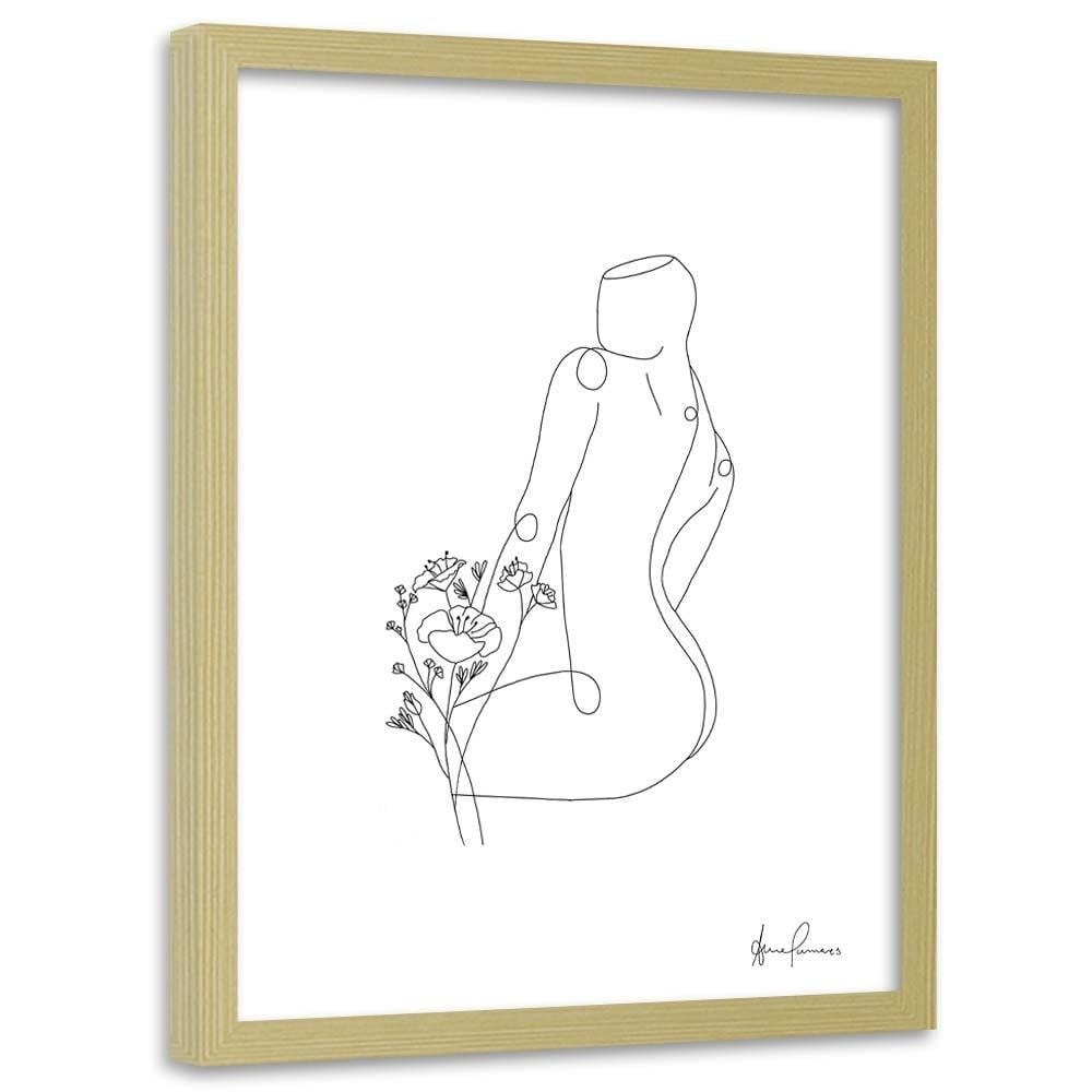 Glezna bēšā rāmī - Silhouette Of A Woman Home Trends DECO