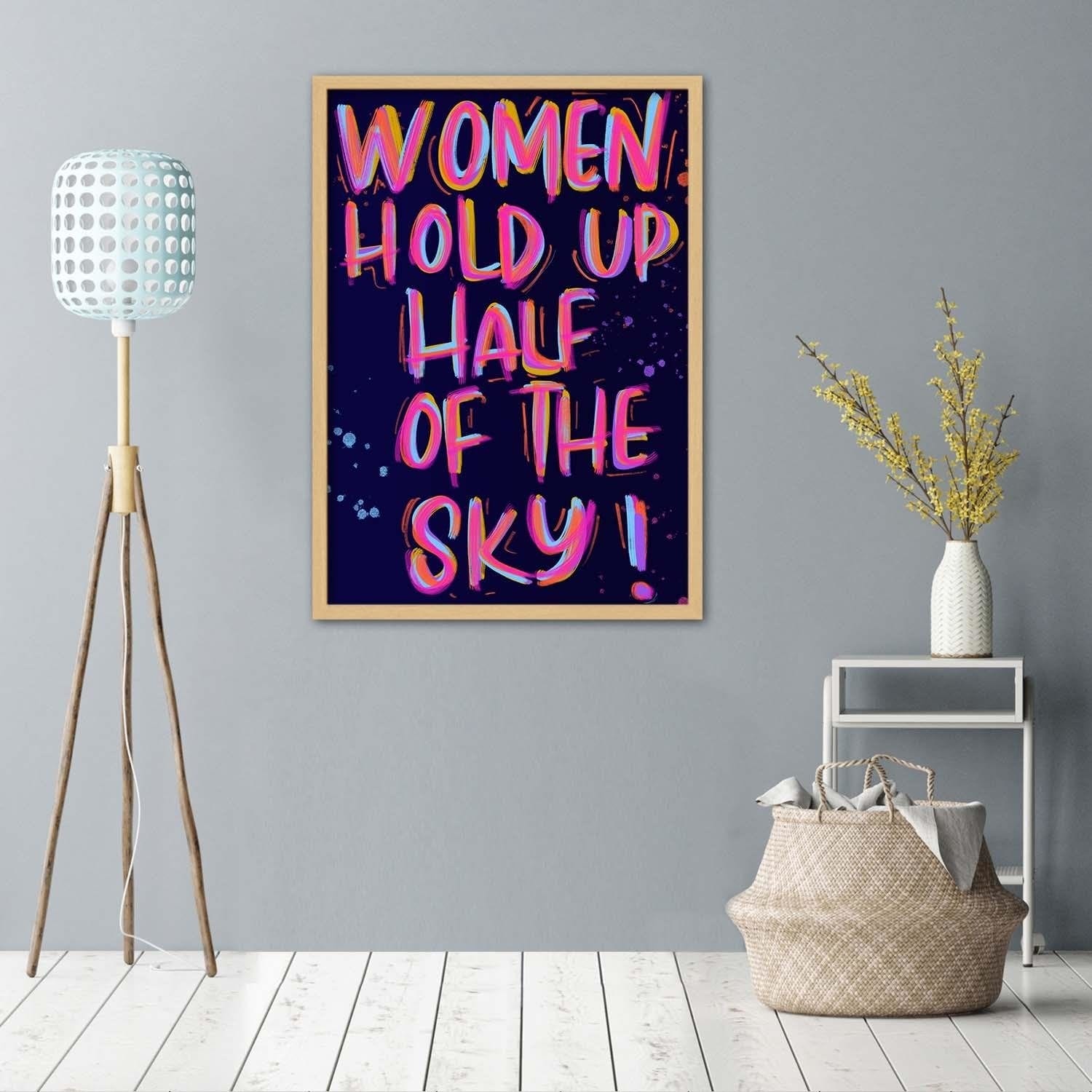 Glezna bēšā rāmī - Slogan About Women Home Trends DECO