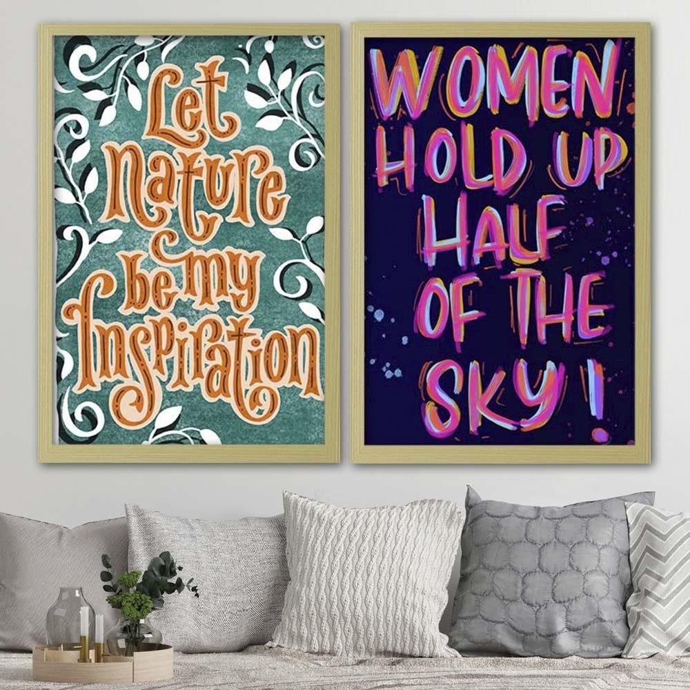 Glezna bēšā rāmī - Slogan About Women Home Trends DECO