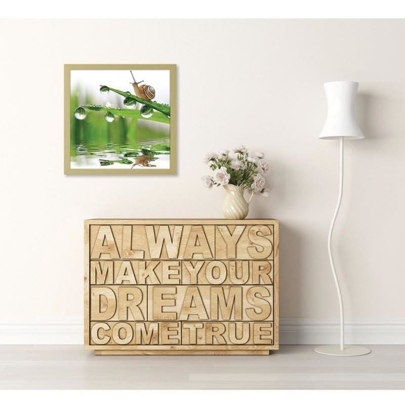 Glezna bēšā rāmī - Snail on sprinkled grass Home Trends DECO
