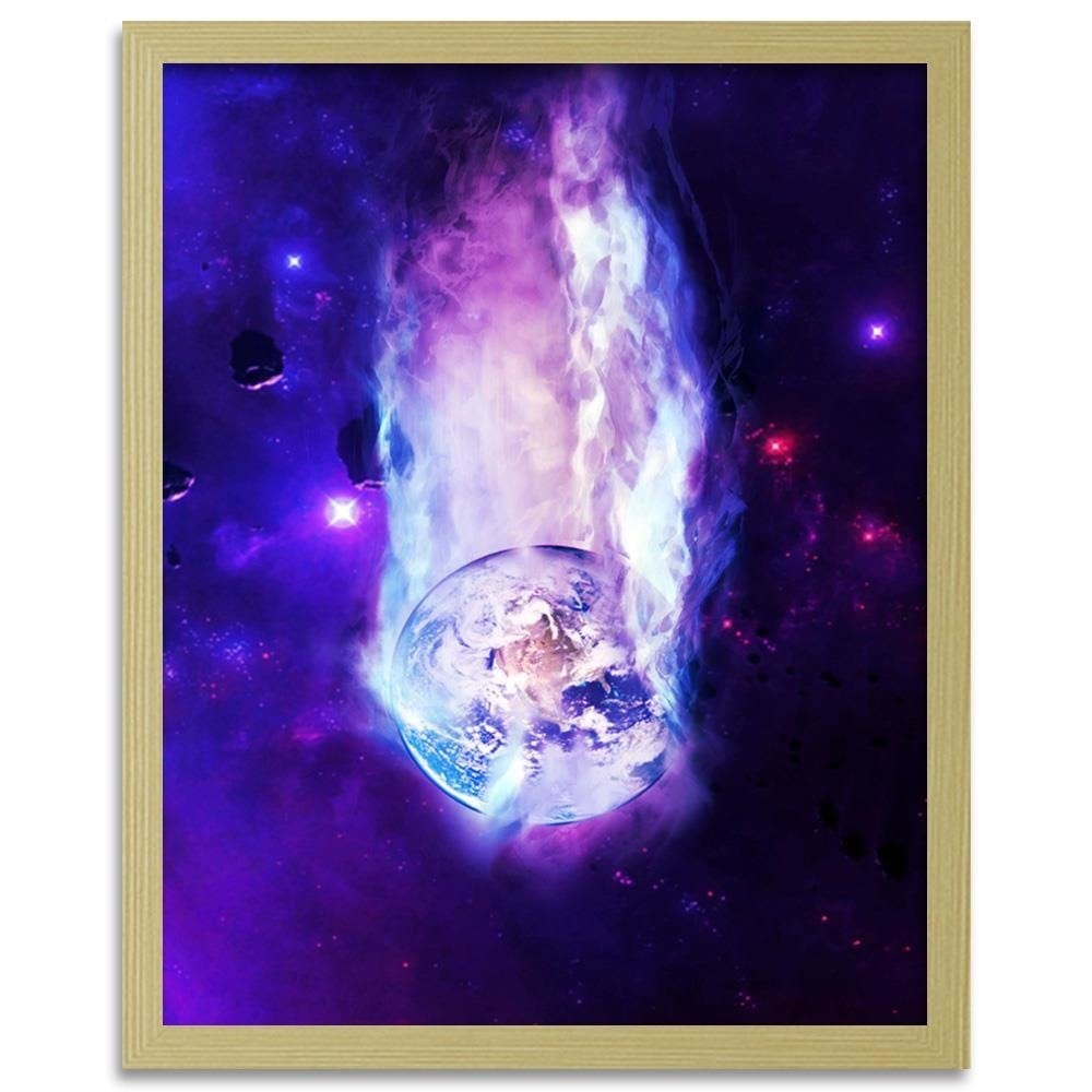 Glezna bēšā rāmī - Space Wall Art Purple Home Trends DECO