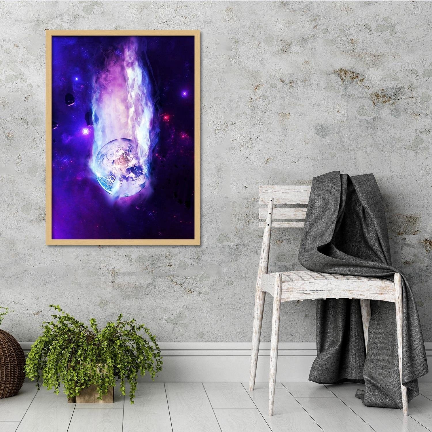 Glezna bēšā rāmī - Space Wall Art Purple Home Trends DECO