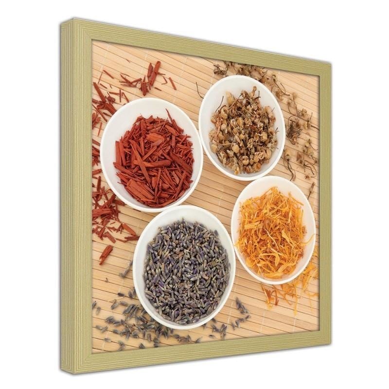 Glezna bēšā rāmī - Spices in white bowls Home Trends DECO