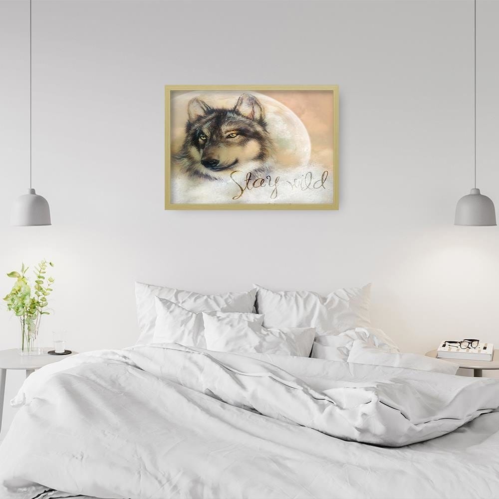 Glezna bēšā rāmī - Stay Wild Wolf Home Trends DECO