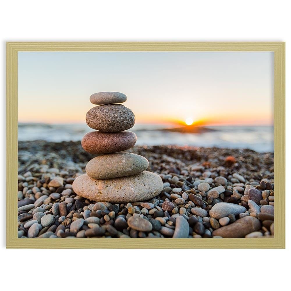 Glezna bēšā rāmī - Stones By The Sea Home Trends DECO