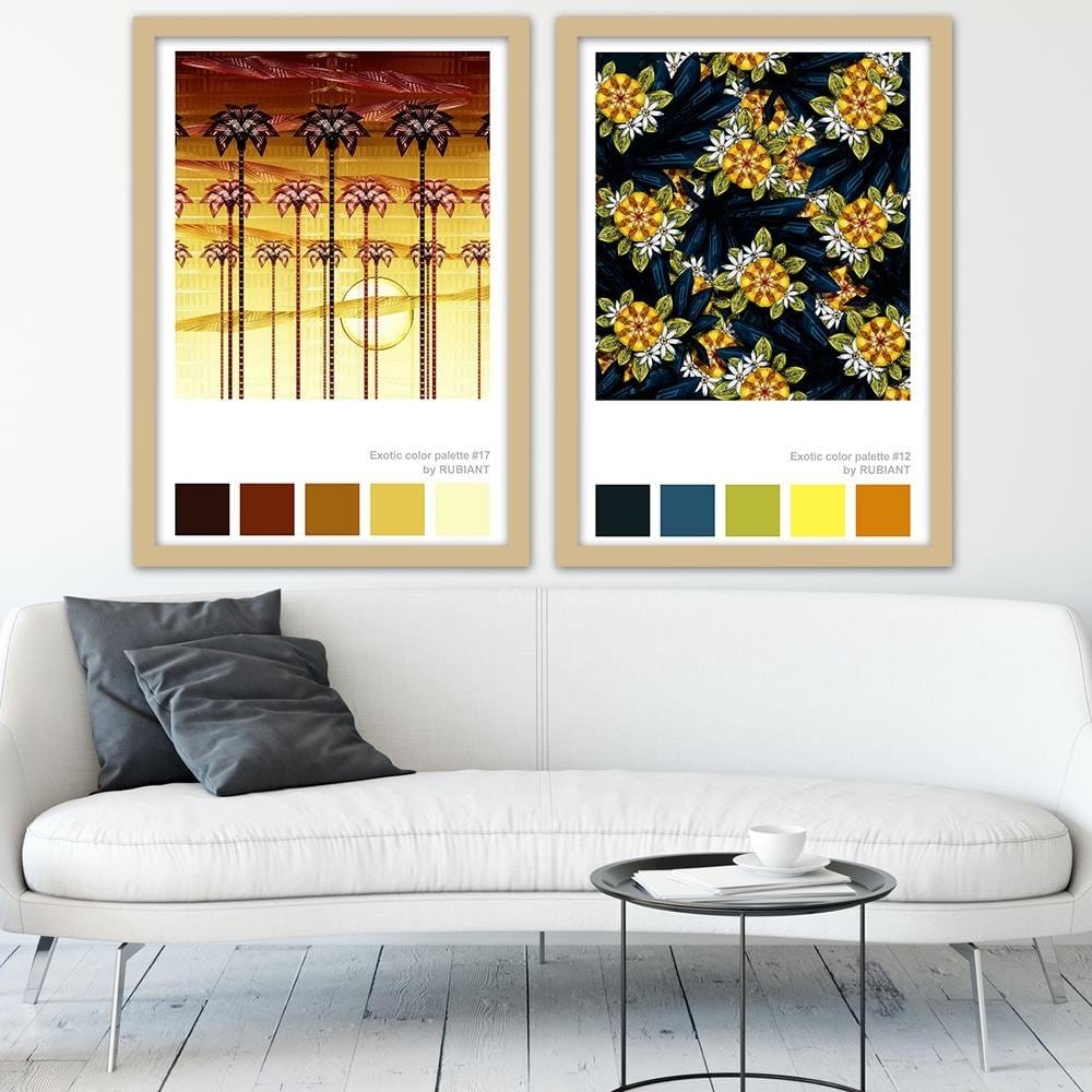 Glezna bēšā rāmī - Sunset Orange Home Trends DECO