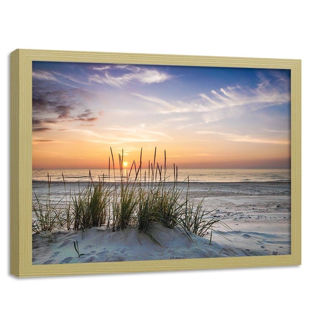 Glezna bēšā rāmī - Sunset Over The Beach Home Trends DECO