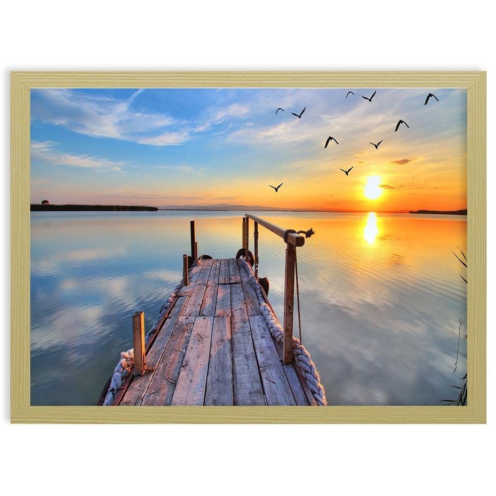 Glezna bēšā rāmī - Sunset Over The Bridge 2 Home Trends DECO