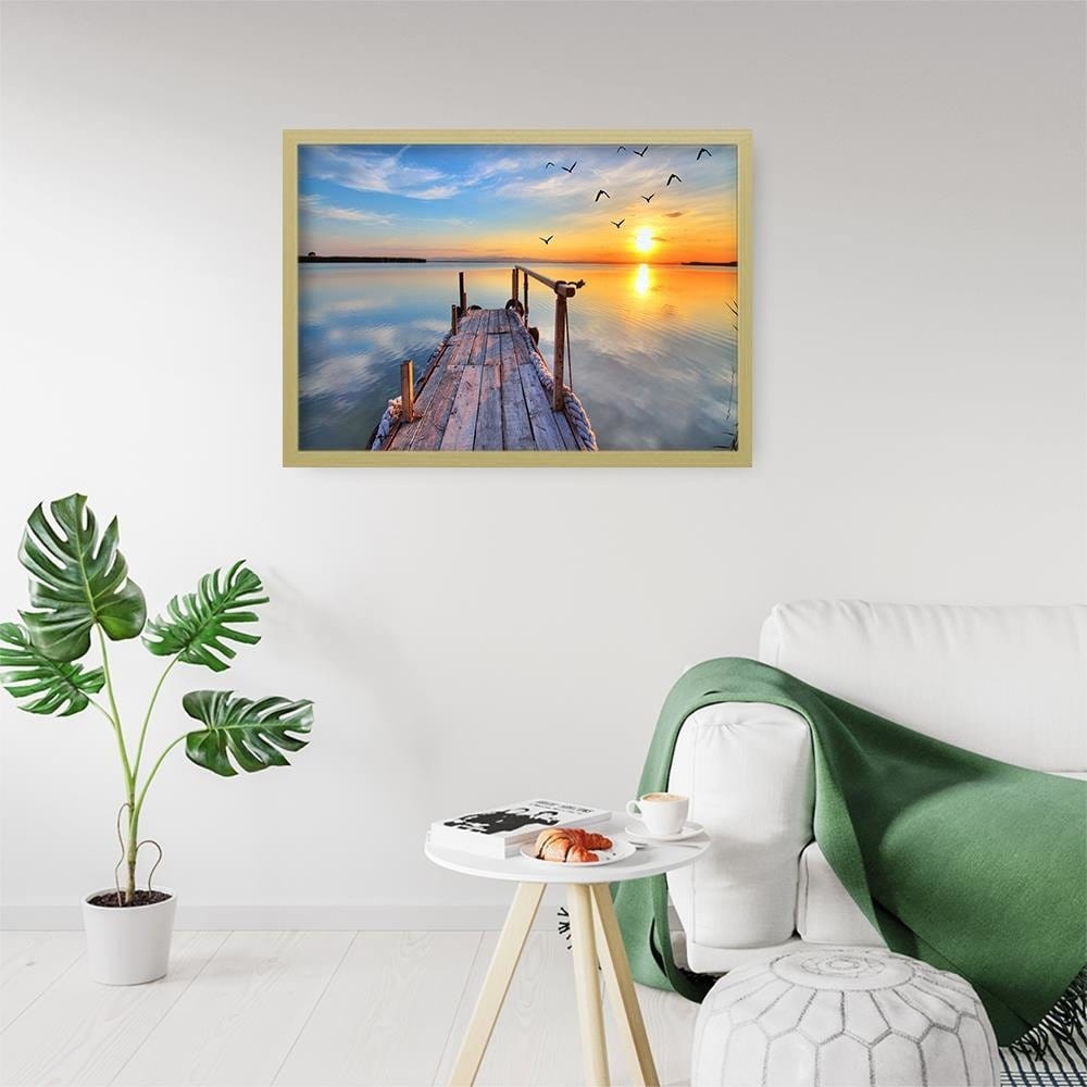 Glezna bēšā rāmī - Sunset Over The Bridge 2 Home Trends DECO
