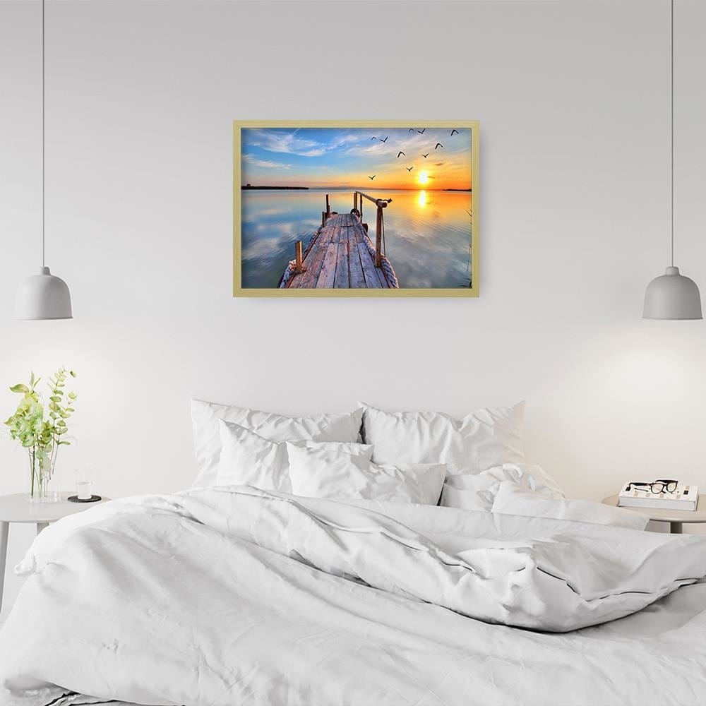 Glezna bēšā rāmī - Sunset Over The Bridge 2 Home Trends DECO