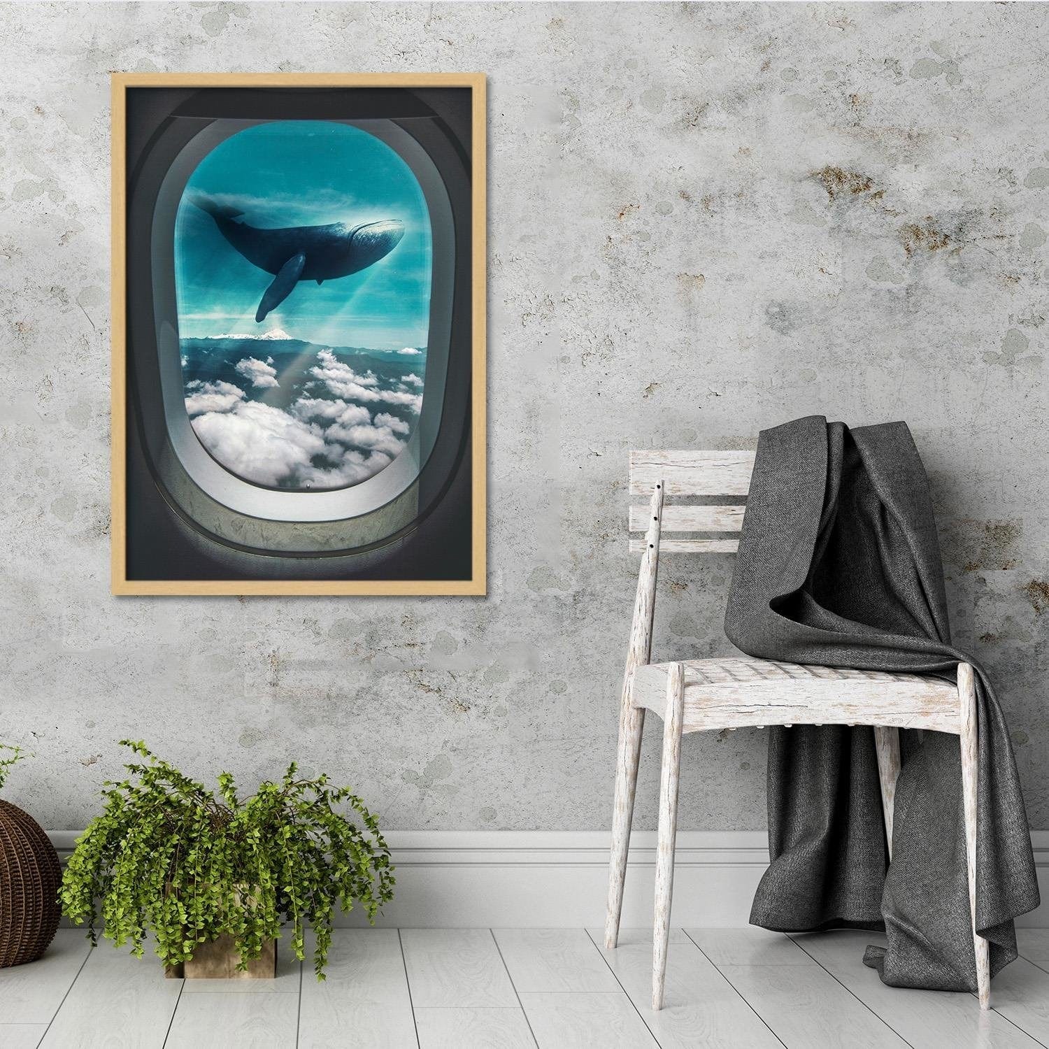 Glezna bēšā rāmī - Surrealism Blue Home Trends DECO