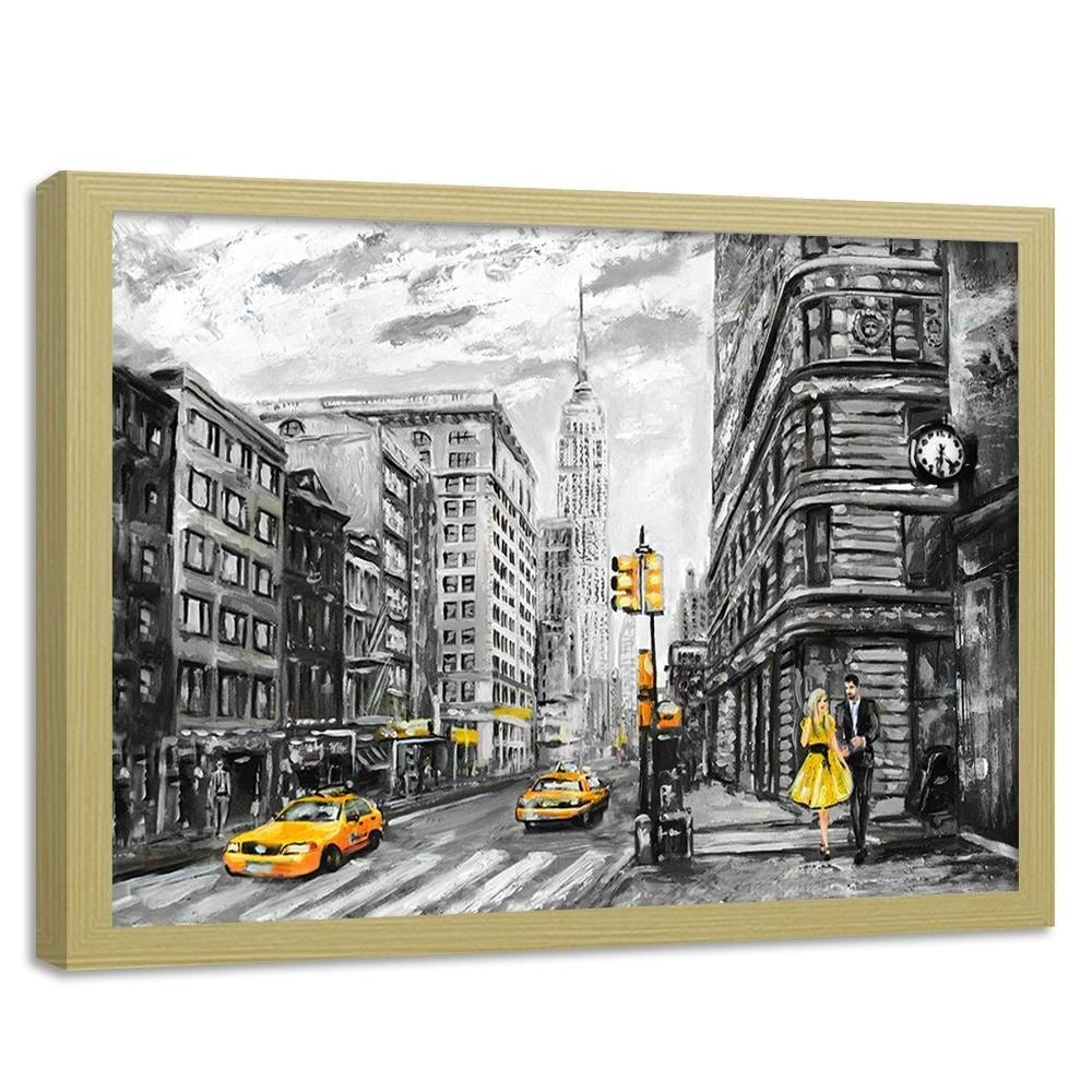 Glezna bēšā rāmī - Taxi In The City Home Trends DECO
