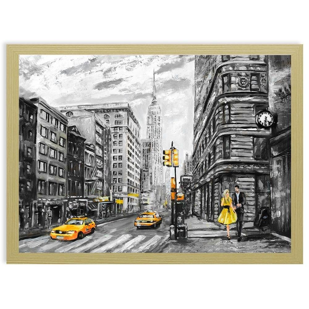 Glezna bēšā rāmī - Taxi In The City Home Trends DECO