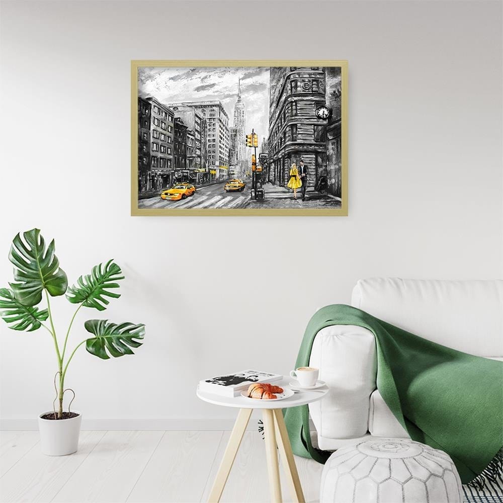 Glezna bēšā rāmī - Taxi In The City Home Trends DECO