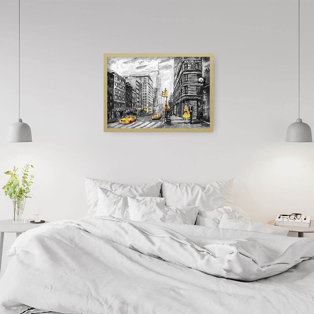 Glezna bēšā rāmī - Taxi In The City Home Trends DECO
