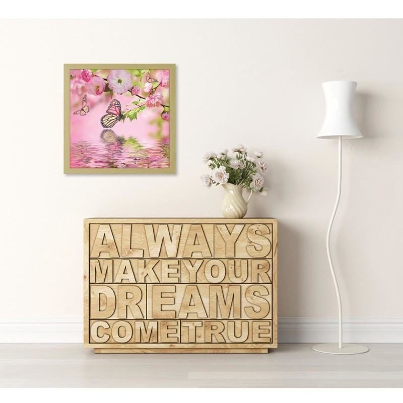 Glezna bēšā rāmī - The butterfly among the flowers Home Trends DECO