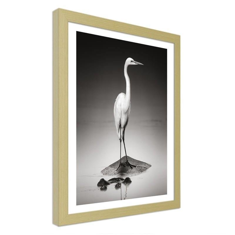Glezna bēšā rāmī - The heron on the hippopotamus Home Trends DECO