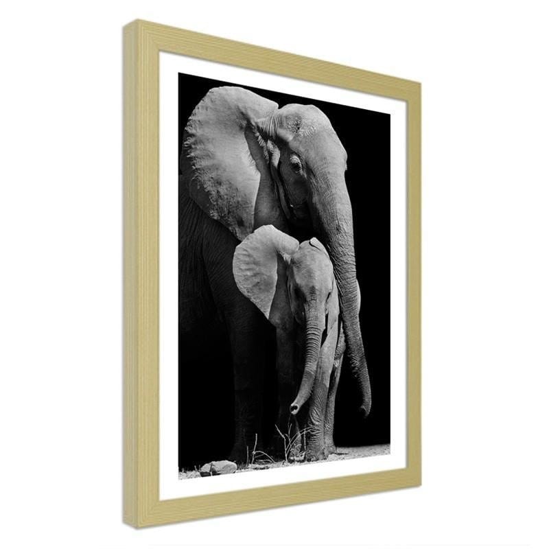 Glezna bēšā rāmī - The journey of the elephant family Home Trends DECO