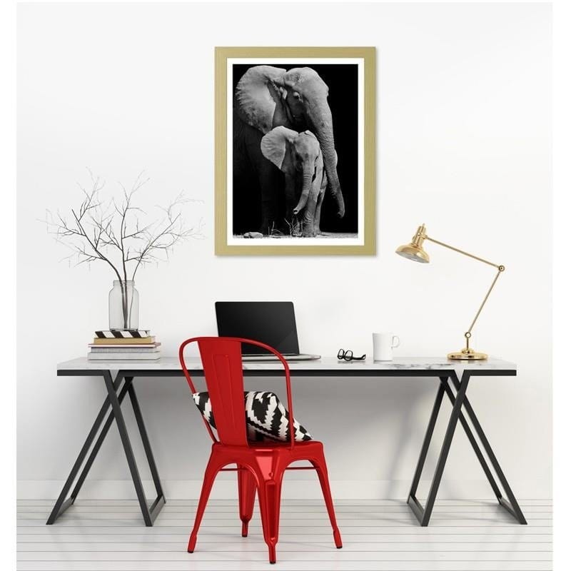 Glezna bēšā rāmī - The journey of the elephant family Home Trends DECO