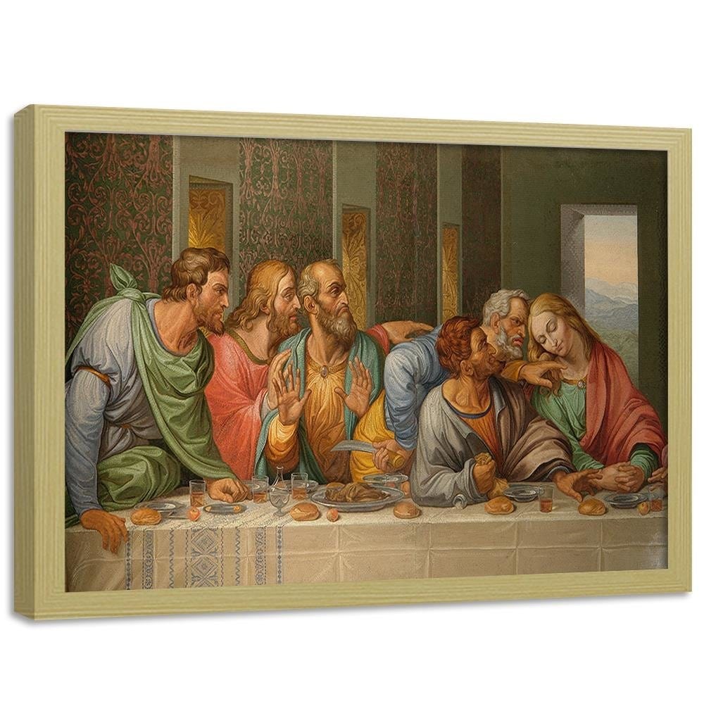 Glezna bēšā rāmī - The Last Supper By Leonardo Da Vinci Home Trends DECO