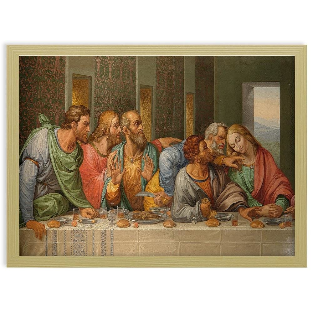 Glezna bēšā rāmī - The Last Supper By Leonardo Da Vinci Home Trends DECO