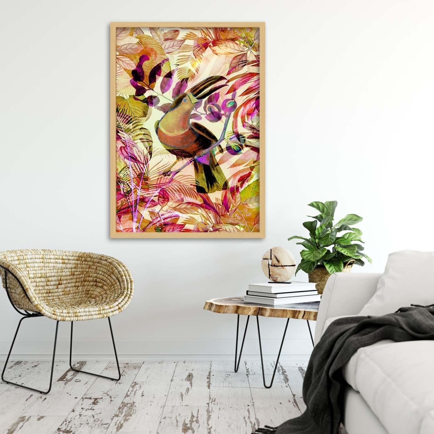 Glezna bēšā rāmī - Toucan On The Branch Home Trends DECO